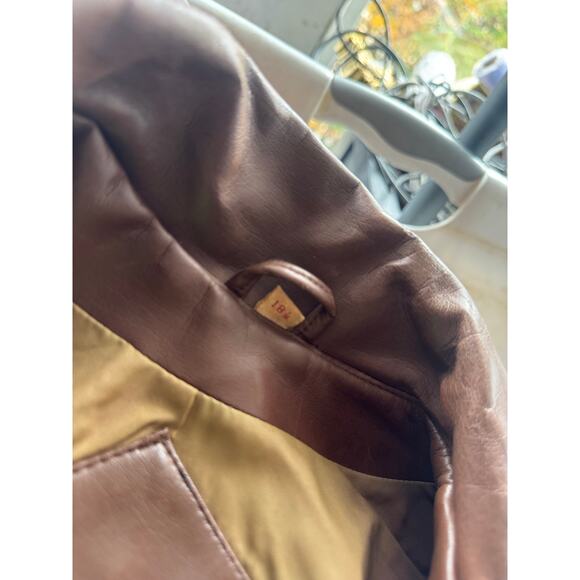 70s Faux Leather Chocolate Leather Trench Coat Size M/L 32" by Amerex - Picture 12 of 14
